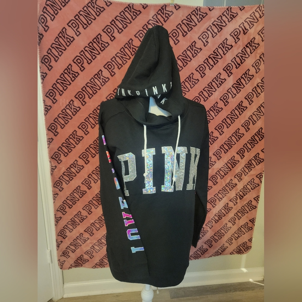 VS PINK WATERCOLOR BLING HOODIE - Picture 3 of 10